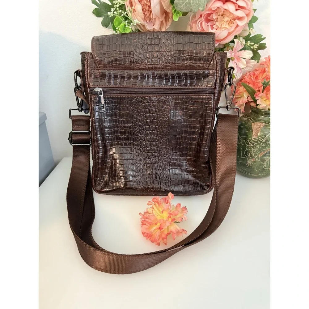 100% Genuine Leather Unisex Shoulder Bag Crocodile Pattern Bag 11